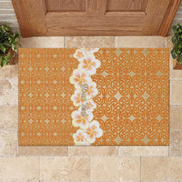 Personalised Tufi Tapa and Tattoo Festival Rubber Doormat Oro Tapa Cloth With Plumeria - Polynesian Pride