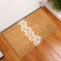 Personalised Tufi Tapa and Tattoo Festival Rubber Doormat Oro Tapa Cloth With Plumeria - Polynesian Pride