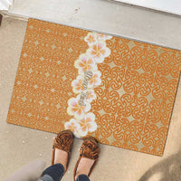 Personalised Tufi Tapa and Tattoo Festival Rubber Doormat Oro Tapa Cloth With Plumeria - Polynesian Pride