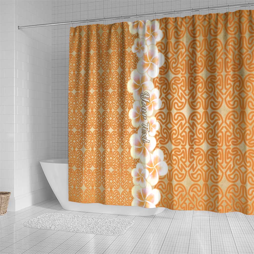 Personalised Tufi Tapa and Tattoo Festival Shower Curtain Oro Tapa Cloth With Plumeria - Polynesian Pride