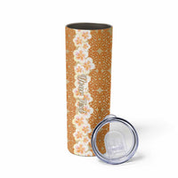 Personalised Tufi Tapa and Tattoo Festival Skinny Tumbler Oro Tapa Cloth With Plumeria - Polynesian Pride