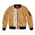 Personalised Tufi Tapa and Tattoo Festival Sleeve Zip Bomber Jacket Oro Tapa Cloth With Plumeria - Polynesian Pride