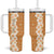 Personalised Tufi Tapa and Tattoo Festival Tumbler With Handle Oro Tapa Cloth With Plumeria - Polynesian Pride