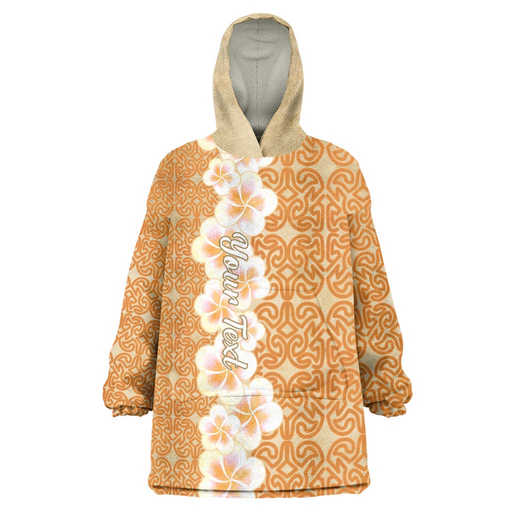 Personalised Tufi Tapa and Tattoo Festival Wearable Blanket Hoodie Oro Tapa Cloth With Plumeria - Polynesian Pride