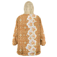 Personalised Tufi Tapa and Tattoo Festival Wearable Blanket Hoodie Oro Tapa Cloth With Plumeria - Polynesian Pride