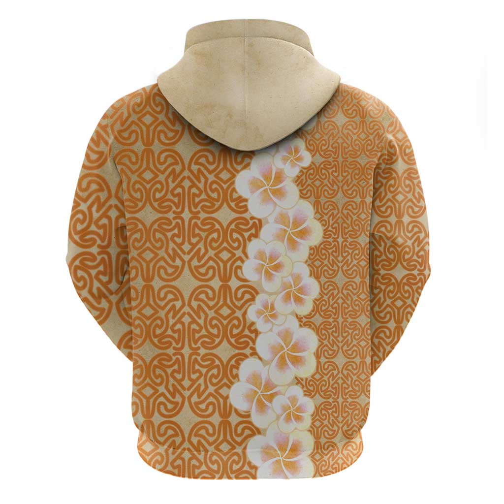 Personalised Tufi Tapa and Tattoo Festival Zip Hoodie Oro Tapa Cloth With Plumeria LT14 - Polynesian Pride