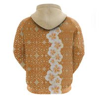 Personalised Tufi Tapa and Tattoo Festival Zip Hoodie Oro Tapa Cloth With Plumeria LT14 - Polynesian Pride