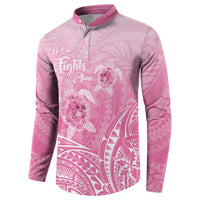 Personalised Polynesia Breast Cancer Awareness Button Sweatshirt No One Fights Alone Turtle Ribbon - Pink Version