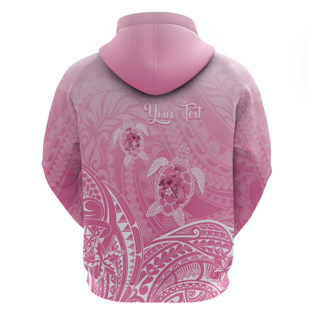 Personalised Polynesia Breast Cancer Awareness Hoodie No One Fights Alone Turtle Ribbon - Pink Version