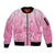 Personalised Polynesia Breast Cancer Awareness Sleeve Zip Bomber Jacket No One Fights Alone Turtle Ribbon - Pink Version