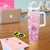 Personalised Polynesia Breast Cancer Awareness Tumbler With Handle No One Fights Alone Turtle Ribbon - Pink Version