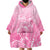 Personalised Polynesia Breast Cancer Awareness Wearable Blanket Hoodie No One Fights Alone Turtle Ribbon - Pink Version