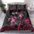 Personalised Polynesia Breast Cancer Awareness Bedding Set No One Fights Alone Turtle Ribbon - Black Version