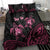 Personalised Polynesia Breast Cancer Awareness Bedding Set No One Fights Alone Turtle Ribbon - Black Version