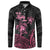 Personalised Polynesia Breast Cancer Awareness Button Sweatshirt No One Fights Alone Turtle Ribbon - Black Version