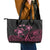 Personalised Polynesia Breast Cancer Awareness Leather Tote Bag No One Fights Alone Turtle Ribbon - Black Version