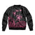 Personalised Polynesia Breast Cancer Awareness Sleeve Zip Bomber Jacket No One Fights Alone Turtle Ribbon - Black Version