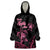 Personalised Polynesia Breast Cancer Awareness Wearable Blanket Hoodie No One Fights Alone Turtle Ribbon - Black Version