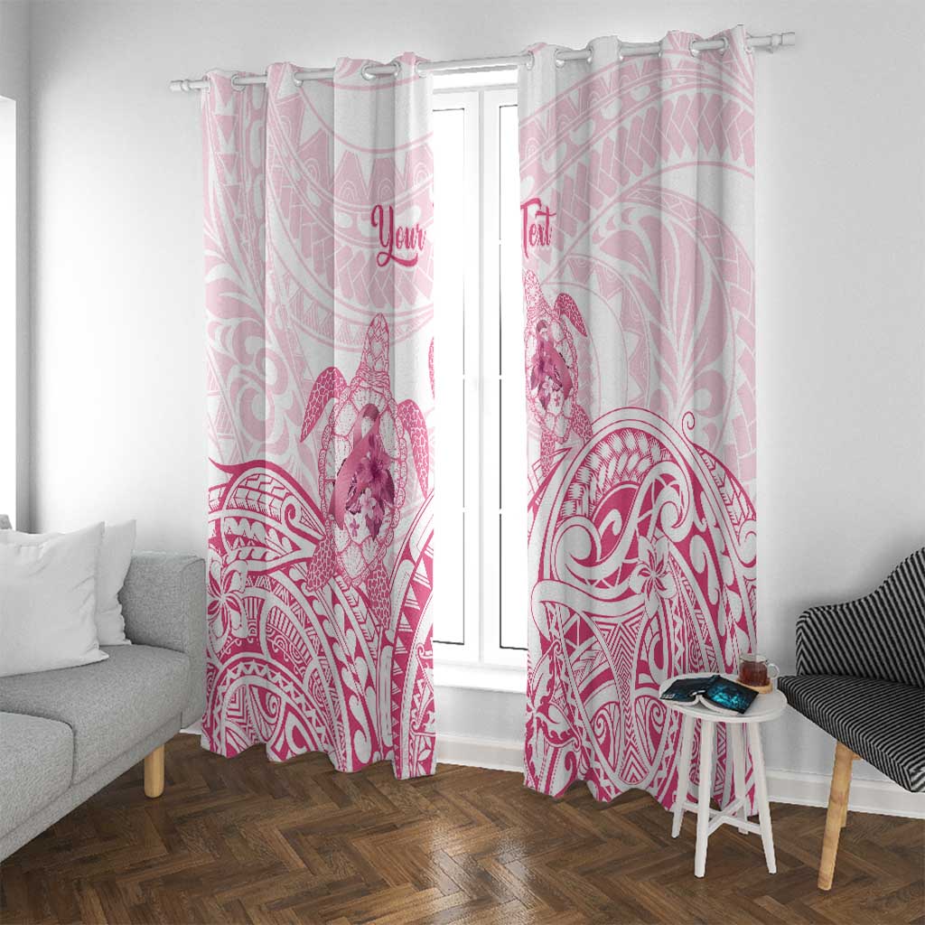 Personalised Polynesia Breast Cancer Awareness Window Curtain No One Fights Alone Turtle Ribbon - White Version