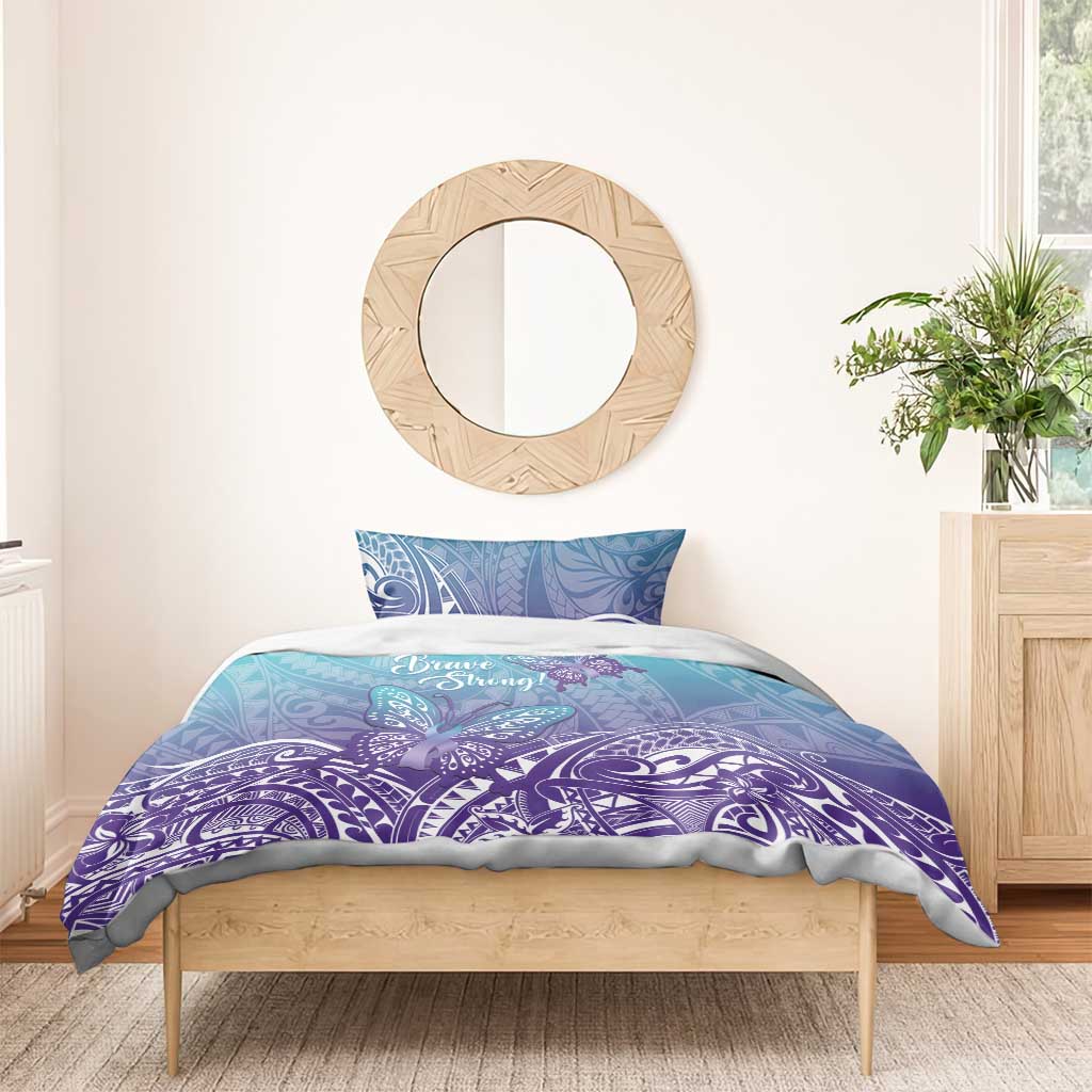 Polynesia Suicide Prevention Month Bedding Set Butterfly Purple And Teal Ribbon Tomorrow Needs You