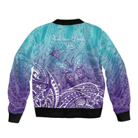 Polynesia Suicide Prevention Month Bomber Jacket Butterfly Purple And Teal Ribbon Tomorrow Needs You