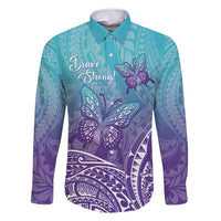 Polynesia Suicide Prevention Month Family Matching Long Sleeve Bodycon Dress and Hawaiian Shirt Butterfly Purple And Teal Ribbon Tomorrow Needs You LT14 Dad's Shirt - Long Sleeve Teal - Polynesian Pride