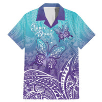 Polynesia Suicide Prevention Month Family Matching Mermaid Dress and Hawaiian Shirt Butterfly Purple And Teal Ribbon Tomorrow Needs You LT14 Dad's Shirt - Short Sleeve Teal - Polynesian Pride