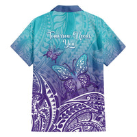 Polynesia Suicide Prevention Month Family Matching Puletasi and Hawaiian Shirt Butterfly Purple And Teal Ribbon Tomorrow Needs You LT14 - Polynesian Pride