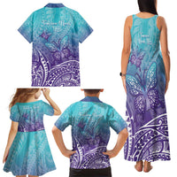 Polynesia Suicide Prevention Month Family Matching Tank Maxi Dress and Hawaiian Shirt Butterfly Purple And Teal Ribbon Tomorrow Needs You