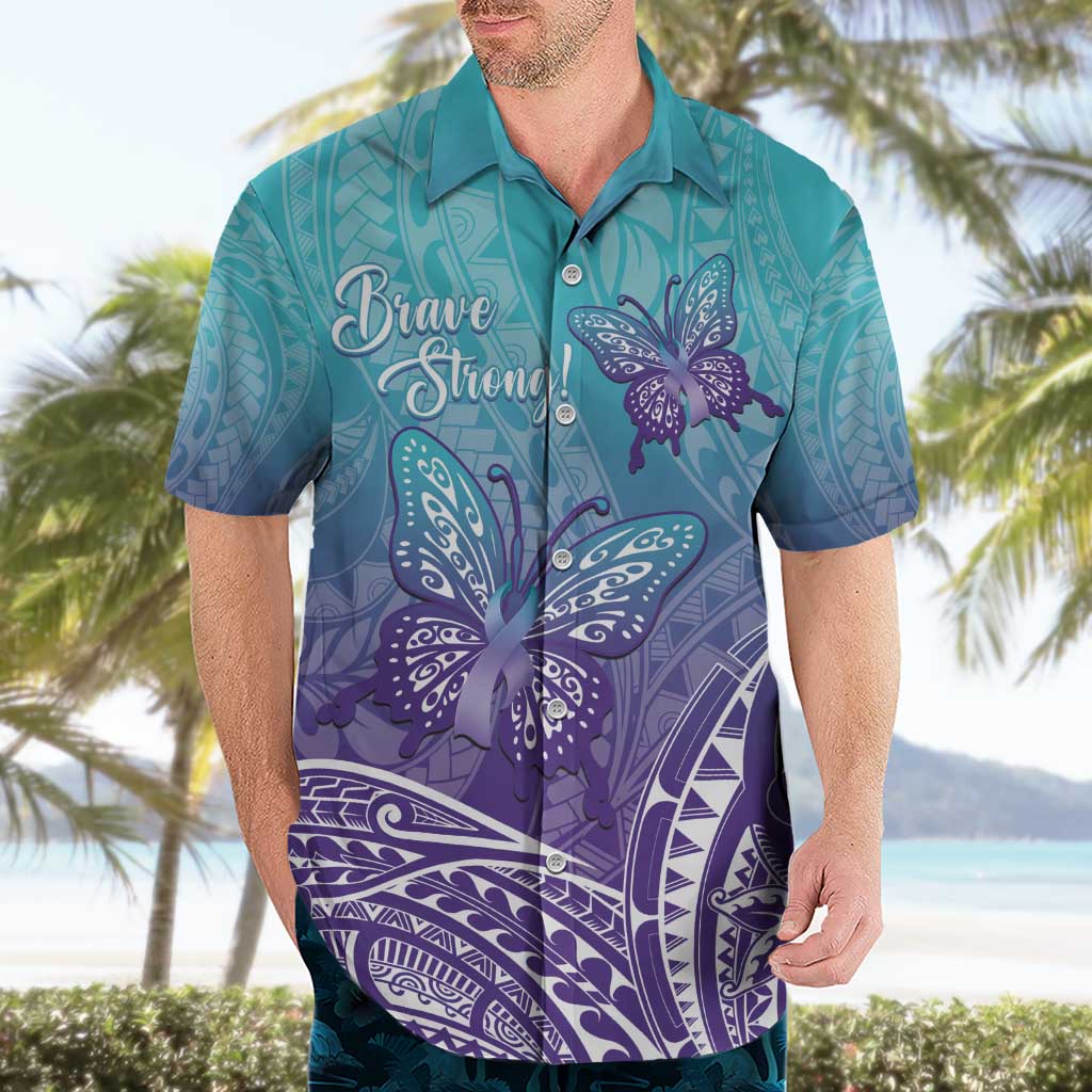 Polynesia Suicide Prevention Month Hawaiian Shirt Butterfly Purple And Teal Ribbon Tomorrow Needs You