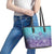 Polynesia Suicide Prevention Month Leather Tote Bag Butterfly Purple And Teal Ribbon Tomorrow Needs You