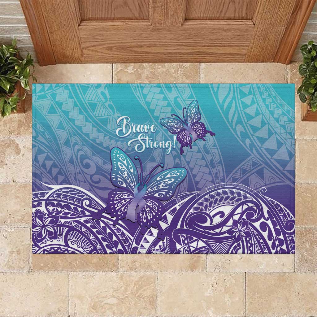 Polynesia Suicide Prevention Month Rubber Doormat Butterfly Purple And Teal Ribbon Tomorrow Needs You