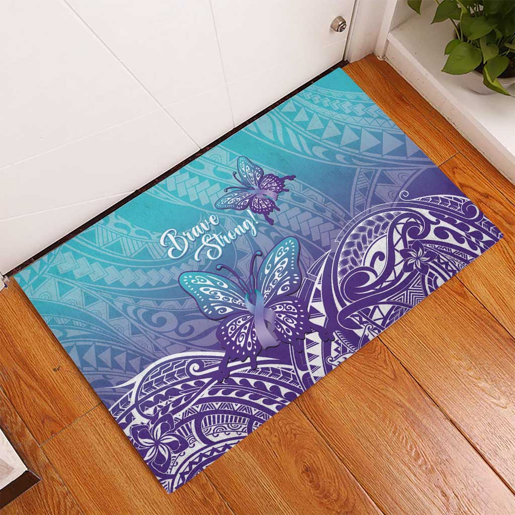 Polynesia Suicide Prevention Month Rubber Doormat Butterfly Purple And Teal Ribbon Tomorrow Needs You