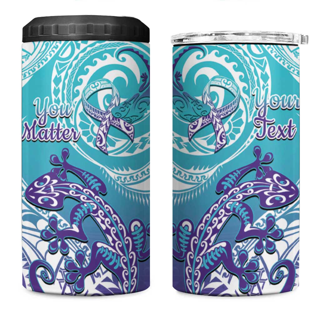 Personalised New Zealand Suicide Prevention Month 4 in 1 Can Cooler Tumbler You Matter NZ Fern With Maori Koru Lizard