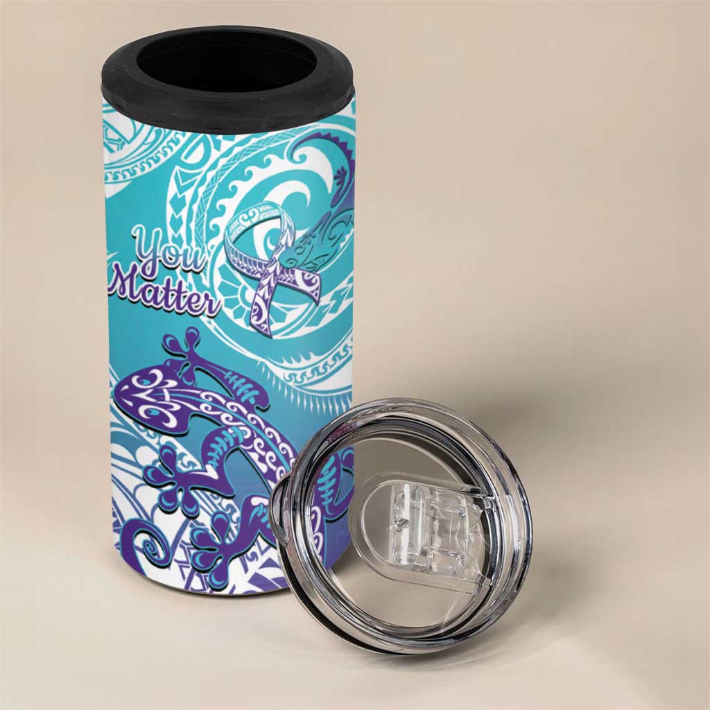 Personalised New Zealand Suicide Prevention Month 4 in 1 Can Cooler Tumbler You Matter NZ Fern With Maori Koru Lizard