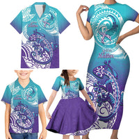 Personalised New Zealand Suicide Prevention Month Family Matching Short Sleeve Bodycon Dress and Hawaiian Shirt You Matter NZ Fern With Maori Koru Lizard LT14 - Polynesian Pride