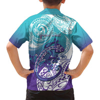 Personalised New Zealand Suicide Prevention Month Family Matching Summer Maxi Dress and Hawaiian Shirt You Matter NZ Fern With Maori Koru Lizard LT14 - Polynesian Pride