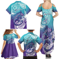 Personalised New Zealand Suicide Prevention Month Family Matching Summer Maxi Dress and Hawaiian Shirt You Matter NZ Fern With Maori Koru Lizard LT14 - Polynesian Pride