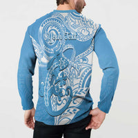 Personalised New Zealand Autism Awareness Button Sweatshirt NZ Fern With Maori Koru Lizard