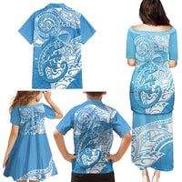 Personalised New Zealand Autism Awareness Family Matching Puletasi and Hawaiian Shirt NZ Fern With Maori Koru Lizard