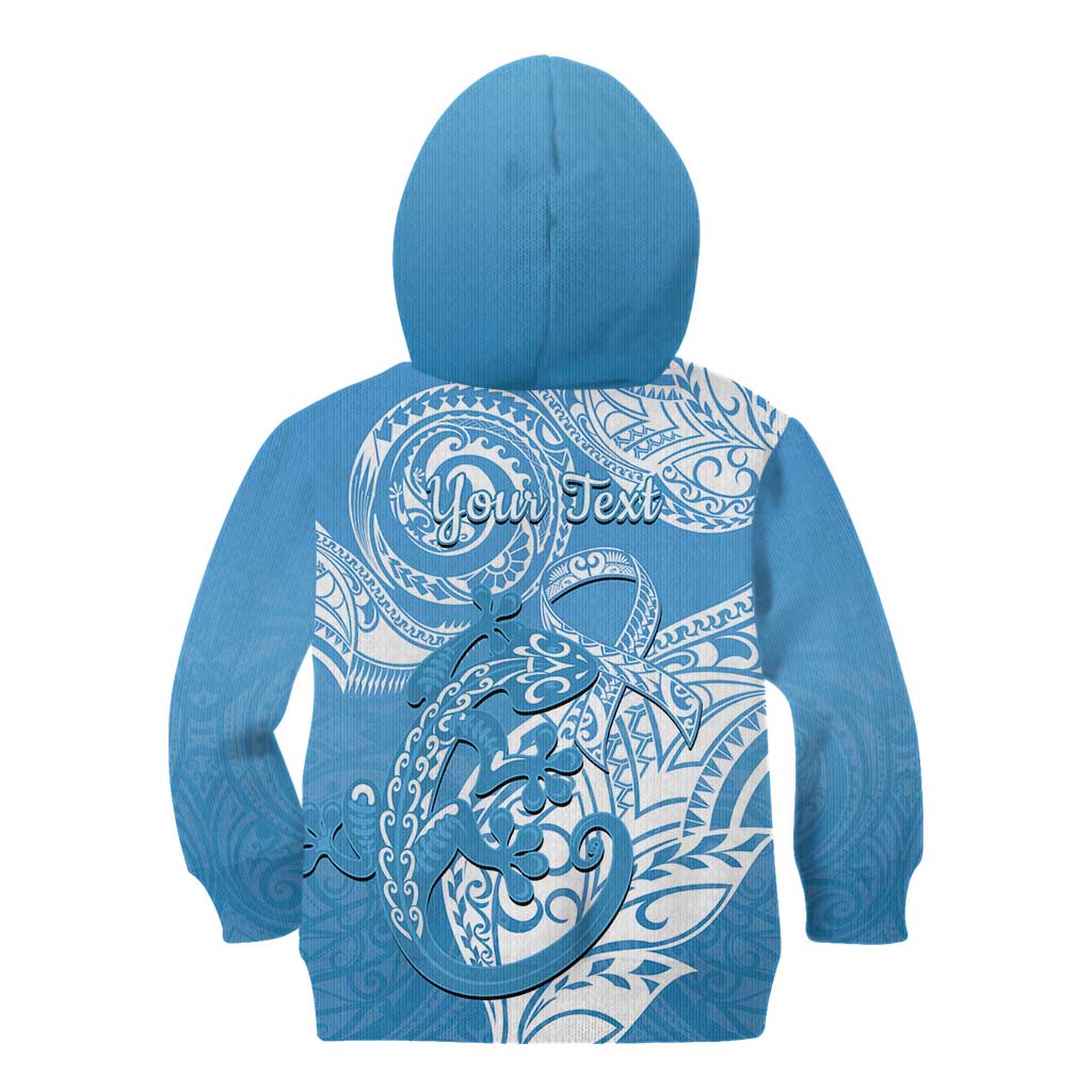 Personalised New Zealand Autism Awareness Kid Hoodie NZ Fern With Maori Koru Lizard