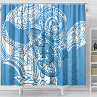 Personalised New Zealand Autism Awareness Shower Curtain NZ Fern With Maori Koru Lizard