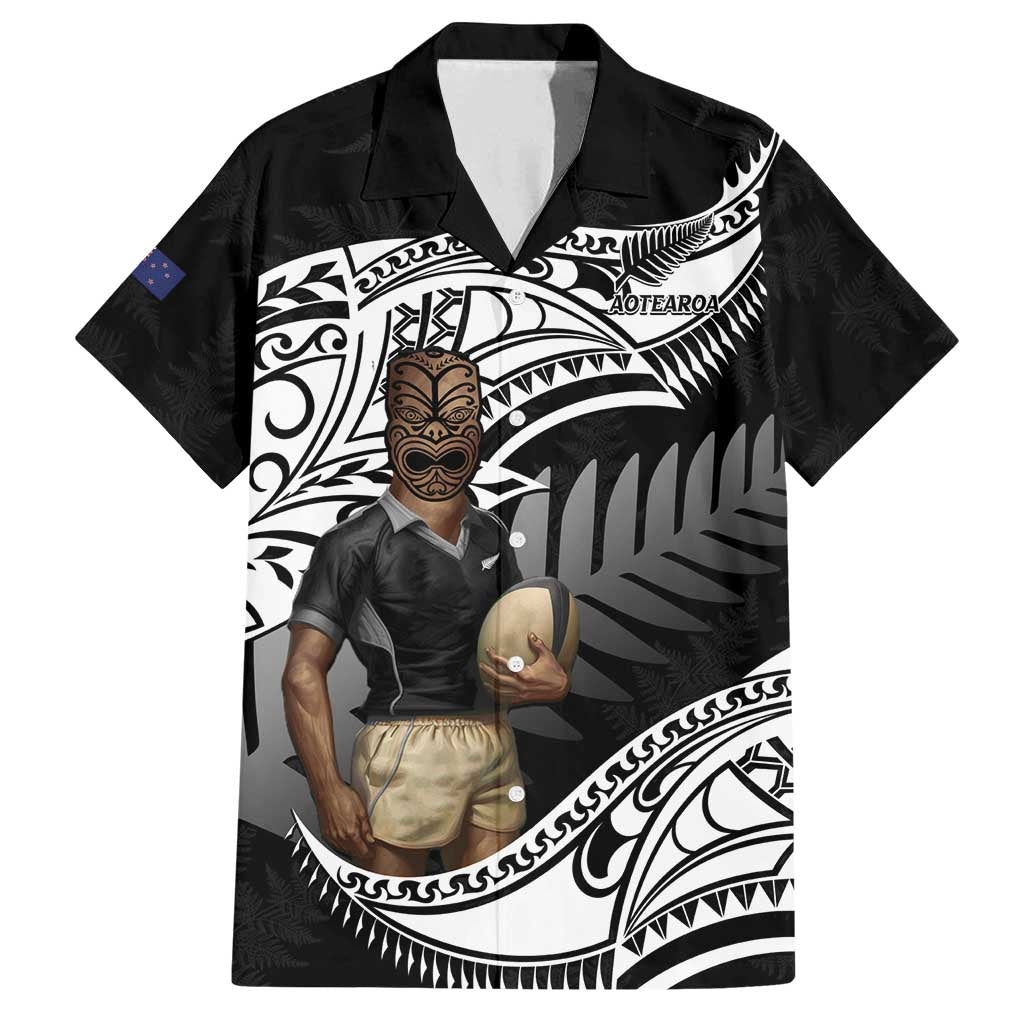 Custom New Zealand Silver Fern Rugby Family Matching Long Sleeve Bodycon Dress and Hawaiian Shirt 2024 Aotearoa Maori Mascot Go All Black LT14 Dad's Shirt - Short Sleeve Black - Polynesian Pride