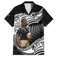 Custom New Zealand Silver Fern Rugby Family Matching Off Shoulder Short Dress and Hawaiian Shirt 2024 Aotearoa Maori Mascot Go All Black