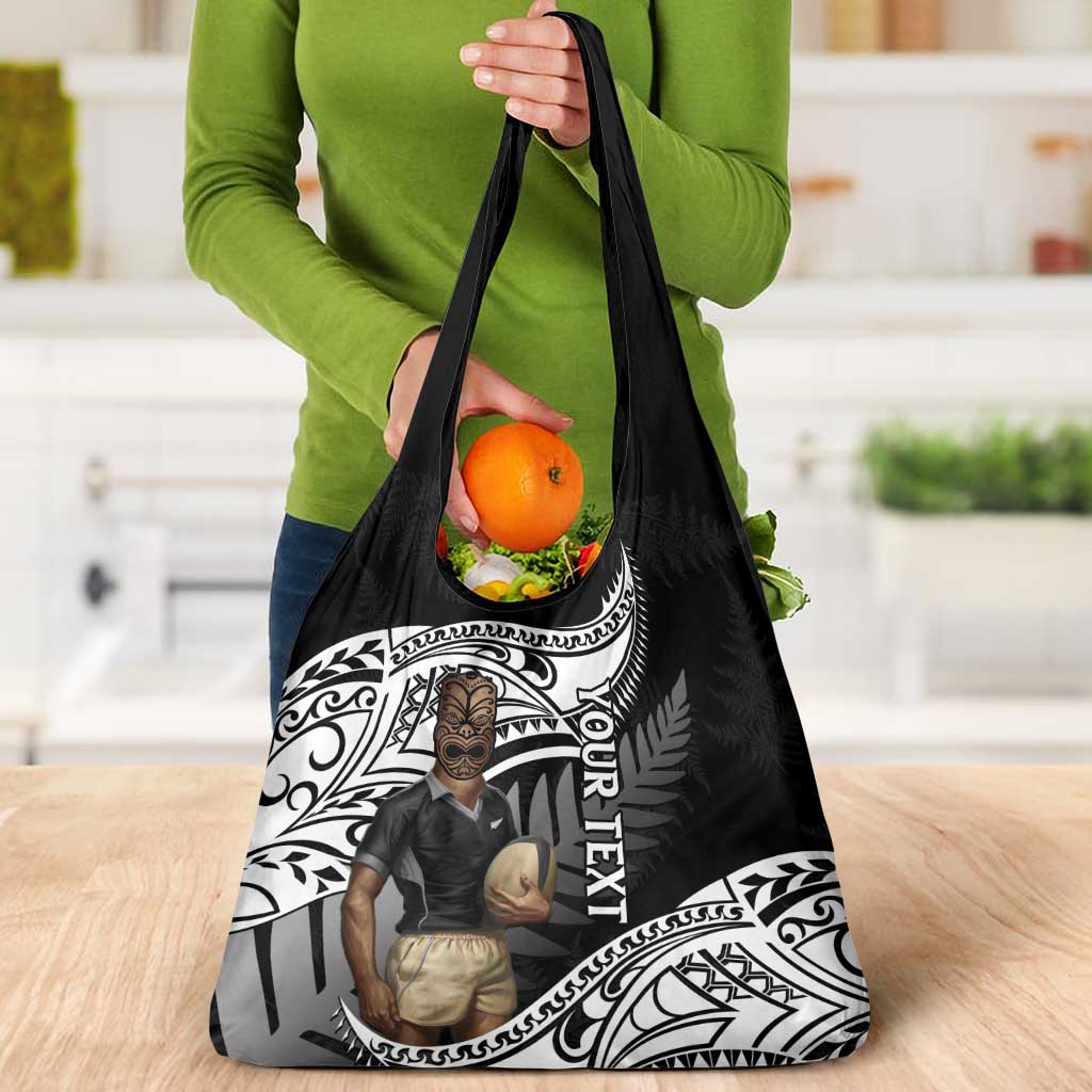 Custom New Zealand Silver Fern Rugby Grocery Bag 2024 Aotearoa Maori Mascot Go All Black