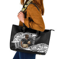 Custom New Zealand Silver Fern Rugby Leather Tote Bag 2024 Aotearoa Maori Mascot Go All Black LT14 Black - Polynesian Pride