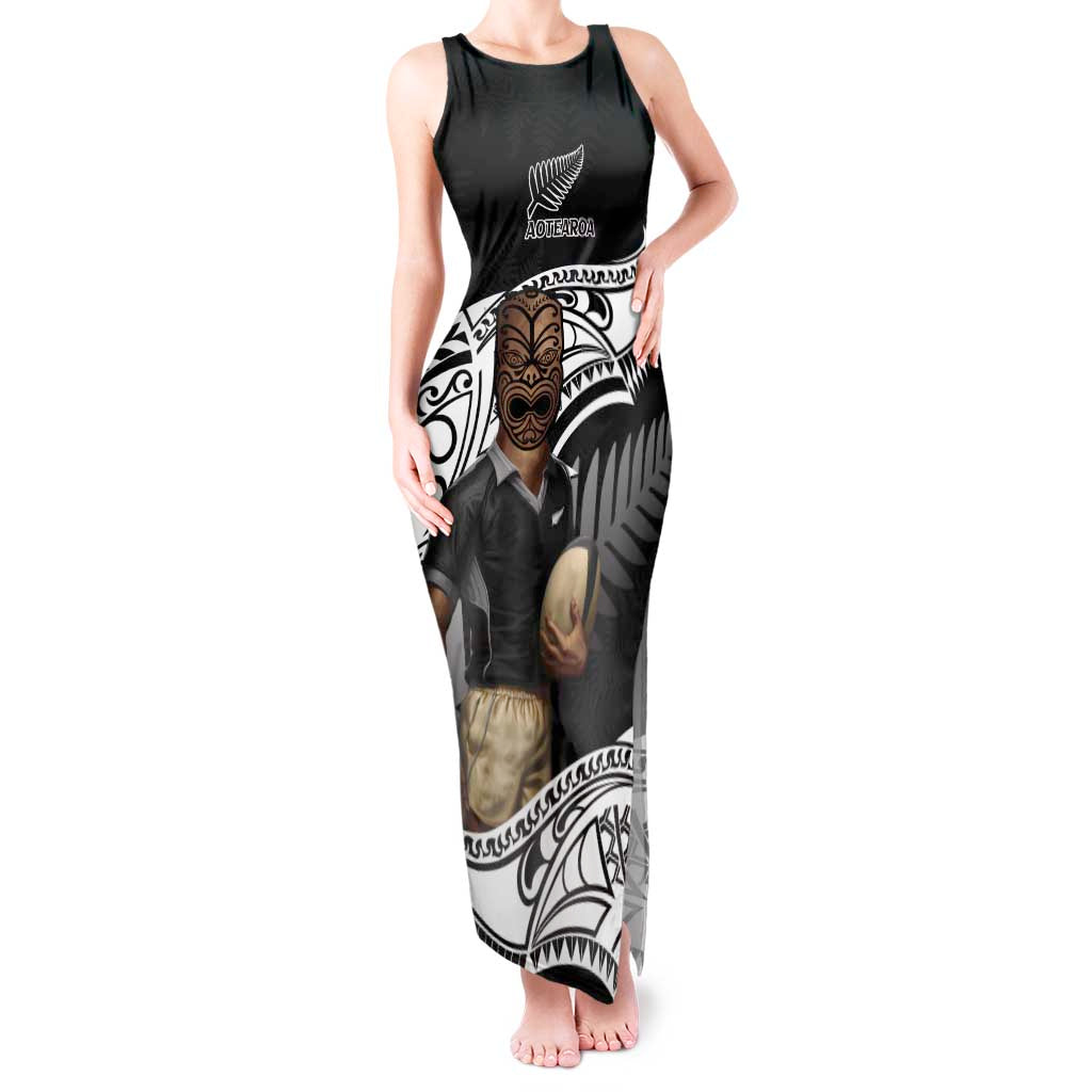 Custom New Zealand Silver Fern Rugby Tank Maxi Dress 2024 Aotearoa Maori Mascot Go All Black LT14 Women Black - Polynesian Pride