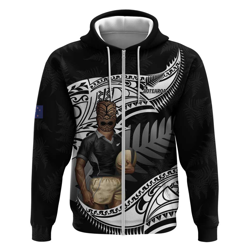 Custom New Zealand Silver Fern Rugby Zip Hoodie 2024 Aotearoa Maori Mascot Go All Black