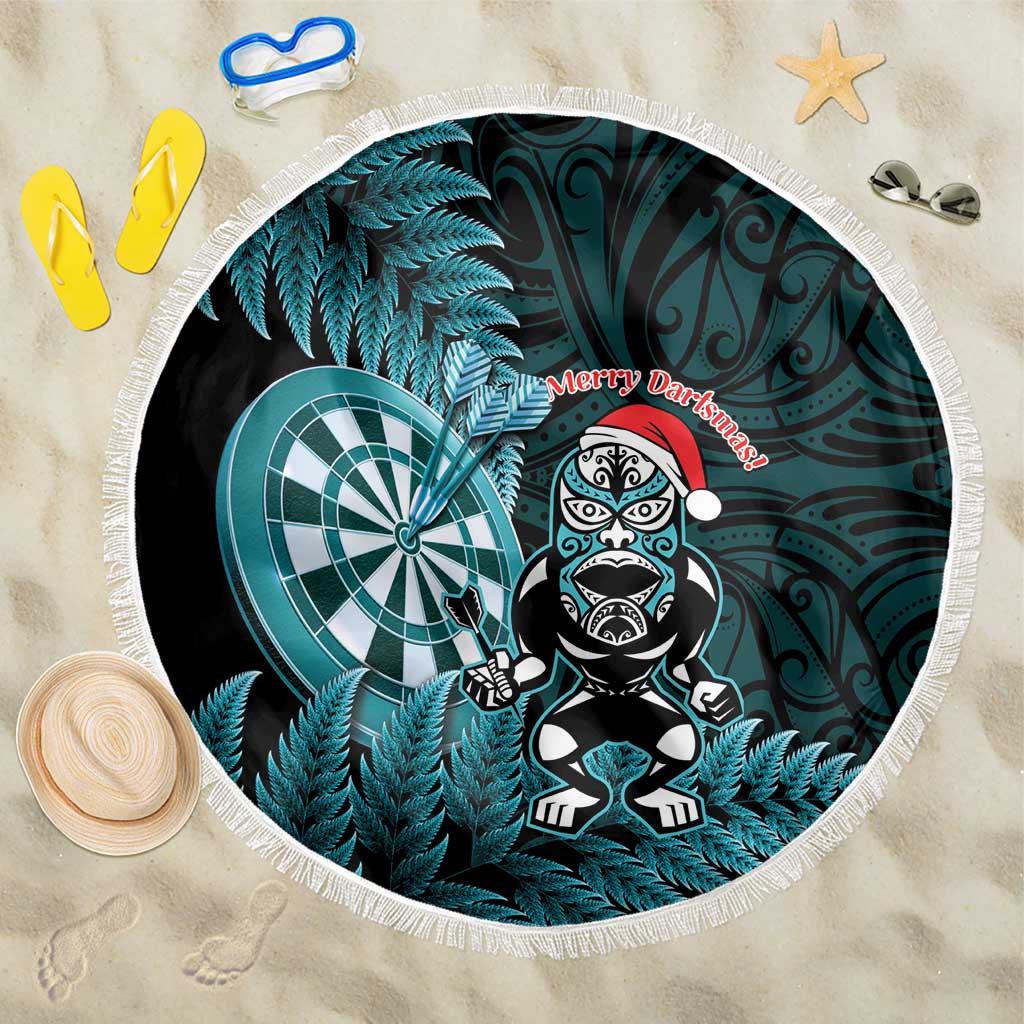 New Zealand Darts Christmas Beach Blanket Maori Fern Merry Dartsmas - Polynesian Pride