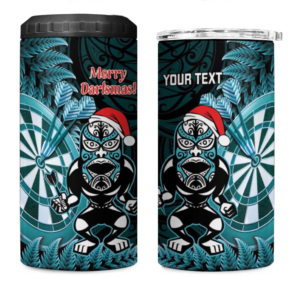Personalised New Zealand Darts Christmas 4 in 1 Can Cooler Tumbler Maori Fern Merry Dartsmas - Polynesian Pride